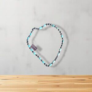 NWT Turquoise and Silver Big Beaded 15" Necklace by Tchu Tchu Ka